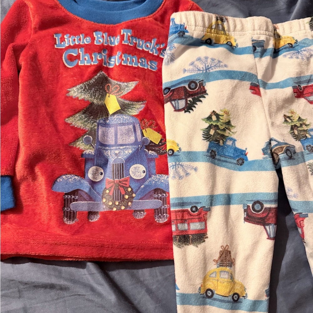 Festive Truck Kids Pajama Set - Red and Cream